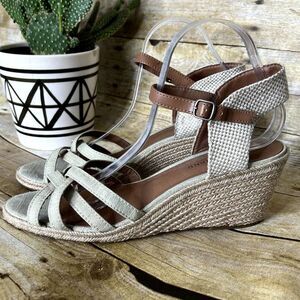 LUCKY BRAND KALESSIE ESPADRILLE WEDGE ANKLE STRAP SANDALS WOMEN'S SIZE 10